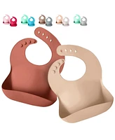 Sperric Baby Girls Silicone Bibs - Soft Bib with Food Catcher and Waterproof Material Adjustable Fit