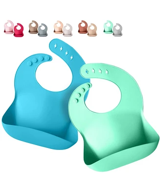 Sperric Baby Girls Silicone Bibs - Soft Bib with Food Catcher and Waterproof Material Adjustable Fit