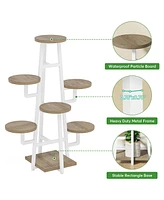 Tribesigns Wooden Corner Plant Pots Holder Rack Flower Stand Shelf Planter Organizer,7 Tier Indoor