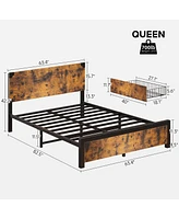 gaomon Queen Bed Frame, Platform Queen Size Bed Frame with Wood Headboard