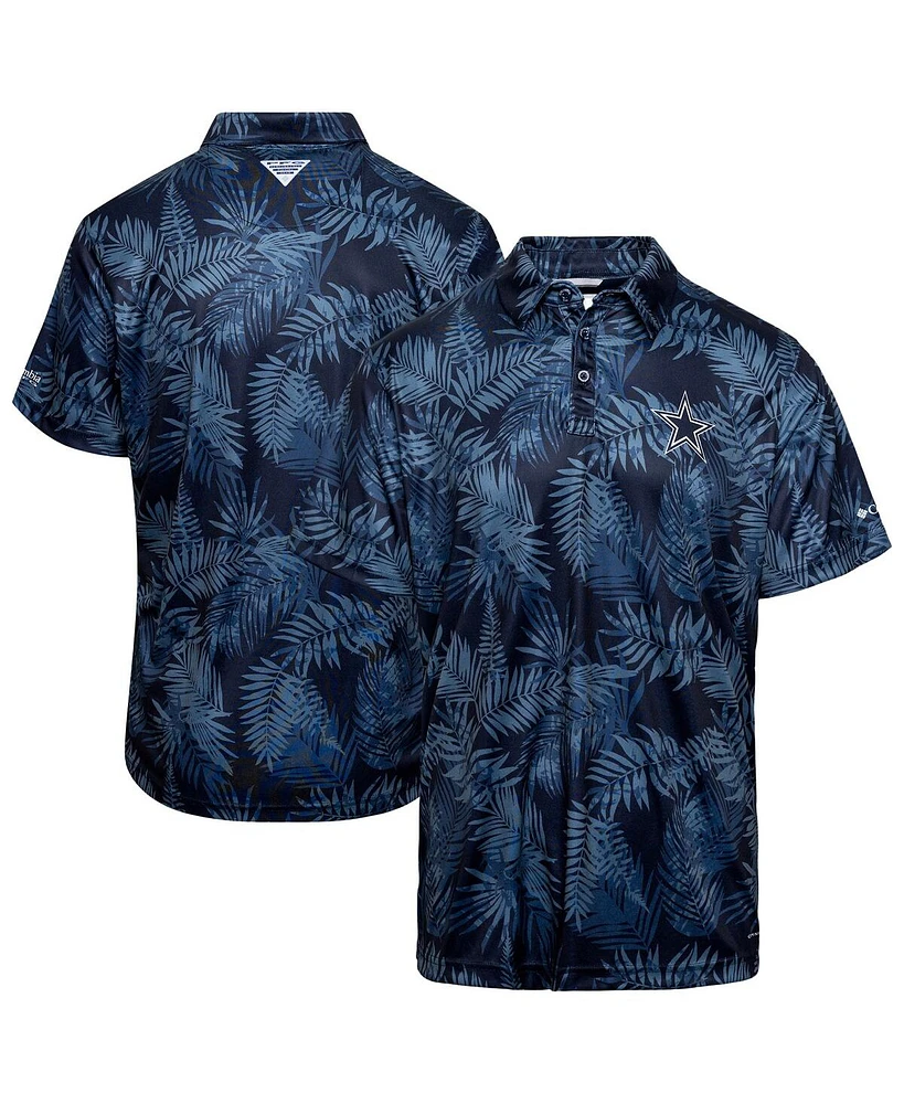 Columbia Men's Navy Dallas Cowboys Pfg Super Terminal Tackle Omni-Shade Polo