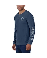 Fanatics Men's Navy Dallas Cowboys Washed Waffle-Knit Long Sleeve T-Shirt