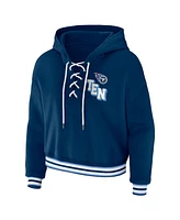 Wear by Erin Andrews Women's Navy Tennessee Titans Lace-up Pullover Hoodie