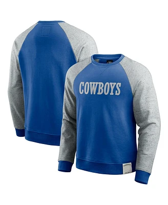 Darius Rucker Collection by Fanatics Men's Blue/Gray Dallas Cowboys Throwback Color Block Raglan Pullover Sweatshirt