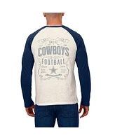 Fanatics Men's White/Navy Dallas Cowboys Raglan Henley Long Sleeve T-Shirt