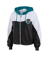 Wear by Erin Andrews Women's Black/White Jacksonville Jaguars Color Block Full-Zip Hoodie