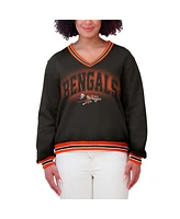 Wear by Erin Andrews Women's Black Cincinnati Bengals Oversized Long Sleeve V-Neck Sweatshirt