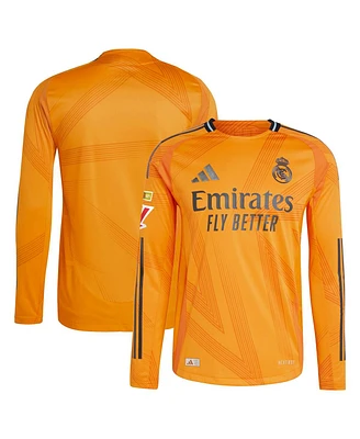 Adidas Men's Orange Real Madrid 2024/25 Away Authentic Long Sleeve Jersey