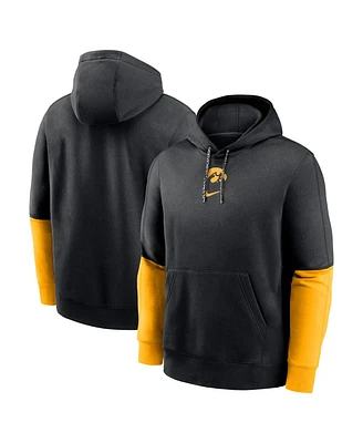 Nike Men's Black/Gold Iowa Hawkeyes 2024 Sideline Club Pullover Hoodie