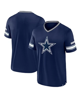 Fanatics Men's Navy Dallas Cowboys Stripe Stacking V-Neck T-Shirt