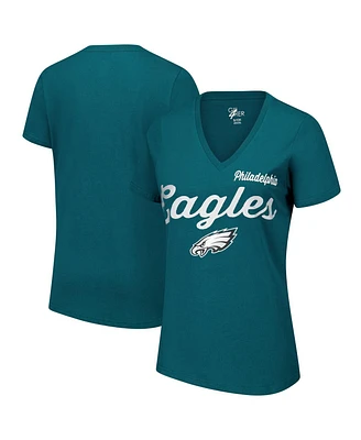 G-iii 4Her by Carl Banks Women's Midnight Green Philadelphia Eagles Post Season V-Neck T-Shirt