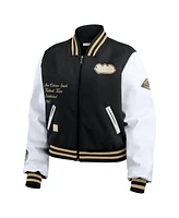 Wear by Erin Andrews Women's Black/White New Orleans Saints Varsity Full-Zip Jacket