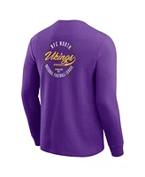 Fanatics Men's Purple Minnesota Vikings Washed Waffle-Knit Long Sleeve T-Shirt