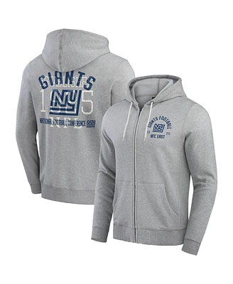 Fanatics Men's Heather Gray New York Giants Vintage Stripe Full-Zip Hoodie