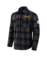 Fanatics Men's Black Pittsburgh Steelers Plaid Button-Up Shirt