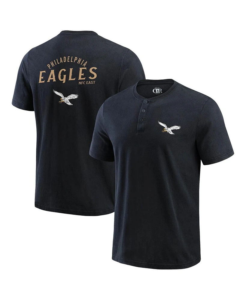 Fanatics Men's Black Philadelphia Eagles Washed Henley T-Shirt