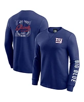 Fanatics Men's Royal New York Giants Washed Waffle-Knit Long Sleeve T-Shirt