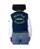 Wear by Erin Andrews Women's College Navy/White Seattle Seahawks Varsity Full-Zip Jacket