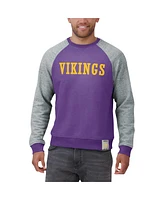 Fanatics Men's Purple/Heather Gray Minnesota Vikings Colorblock Pullover Sweatshirt