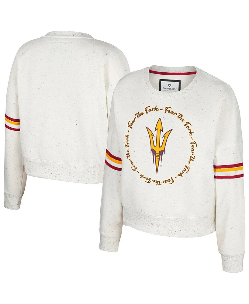 Colosseum Women's Natural Arizona State Sun Devils Novelist Speckle Fleece Pullover Sweatshirt