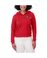 Wear by Erin Andrews Women's Scarlet San Francisco 49ers Waffle Hoodie Pullover Top