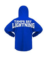 Women's Fanatics Blue Tampa Bay Lightning Jersey Lace-Up V-Neck Long Sleeve Hoodie T-shirt