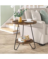 Tribesigns 2-Tier End & Side Table with Metal Legs Set of 2, Modern Industrial Beside Table, Small Accent Table Snack Table