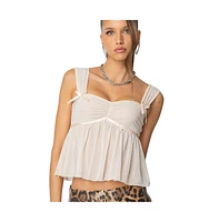 Edikted Women's Bowe Babydoll Mesh Top