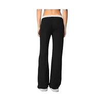 Edikted Womens Domino Contrast Lace Trim Pants