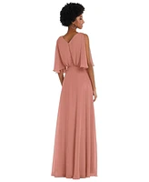 After Six Plus V-Neck Split Sleeve Blouson Bodice Maxi Dress