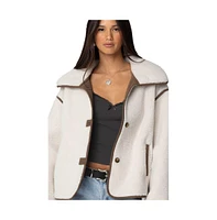 Edikted Women's Frost Oversized Faux Shearling Jacket