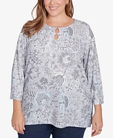 Hearts of Palm Plus Blue My Mind Tunic Top