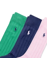 Polo Ralph Lauren Men's Socks, Soft Touch Ribbed Heel Toe 3 Pack