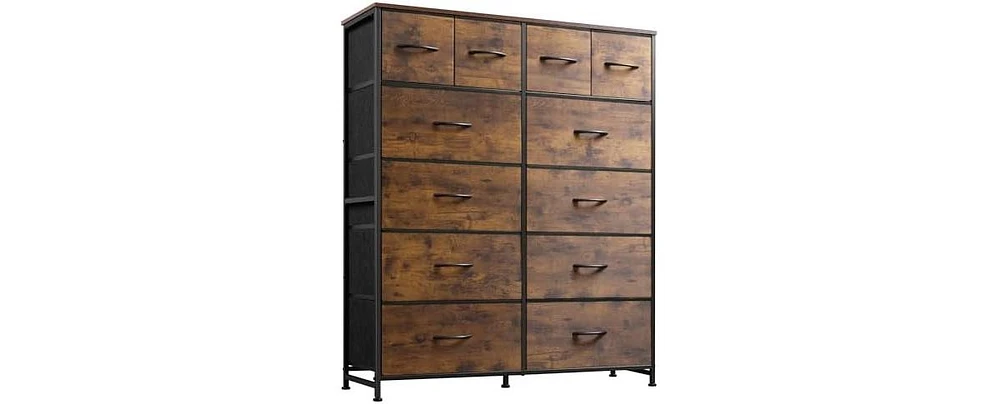 Wlive Tall Dresser for Bedroom with 12 Drawers Dressers & Chests of Fabric Closet Storage Draw