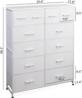Wlive Tall Dresser for Bedroom with 12 Drawers Dressers & Chests of Fabric Closet Storage Draw
