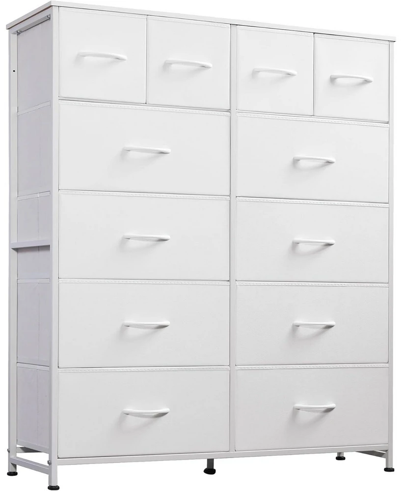 Wlive Tall Dresser for Bedroom with 12 Drawers Dressers & Chests of Fabric Closet Storage Draw