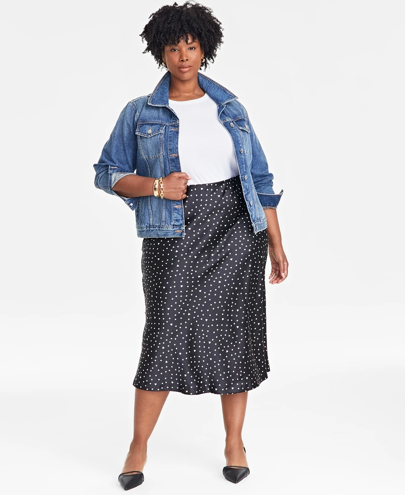 On 34th Trendy Plus Printed A-Line Slip Skirt, Exclusively at Macy's