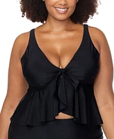 Raisins Curve Trendy Plus Topanga Peplum-Trim Bra Bikini