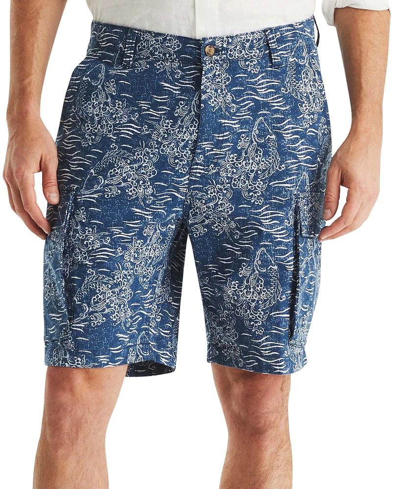 Nautica Men's Relaxed Fit Koi Print 9.5" Cargo Shorts