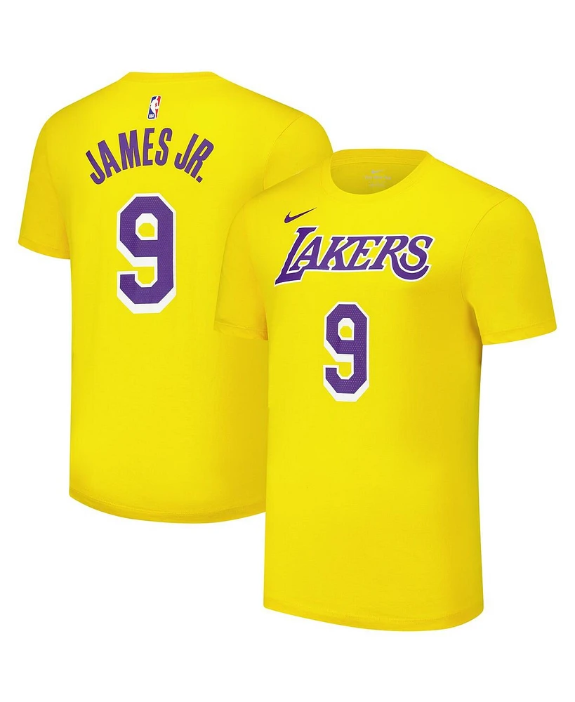 Nike Men's and Women's Bronny James Gold Los Angeles Lakers Name Number T-Shirt