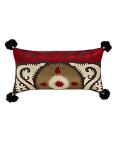 Ihi Home Suzani Embroidery Pillow, Multicolor, 14"x 28"