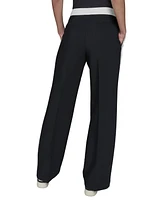 Karl Lagerfeld Paris Petite Wide-Leg Side-Stripe Pants