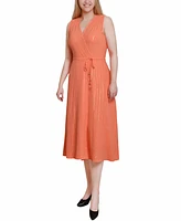 Ny Collection Women's Sleeveless Surplice Vertical Stripe Dress