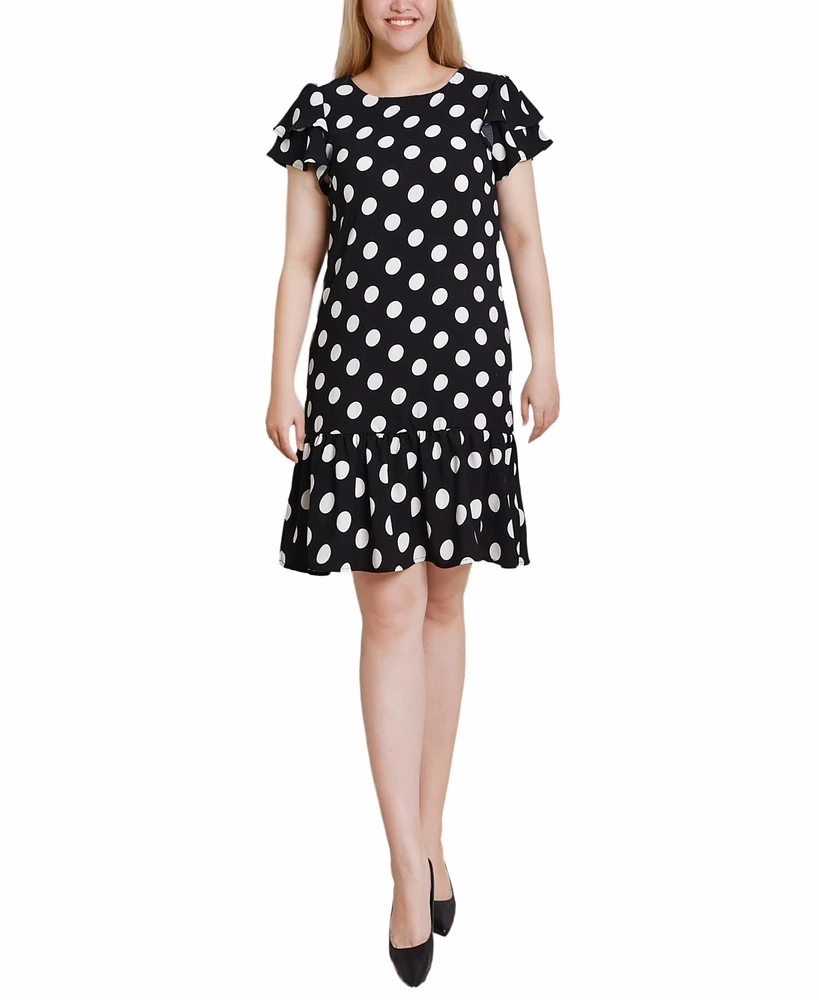 Ny Collection Women's Double Layer Flutter Sleeve Dress