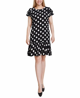 Ny Collection Women's Double Layer Flutter Sleeve Dress