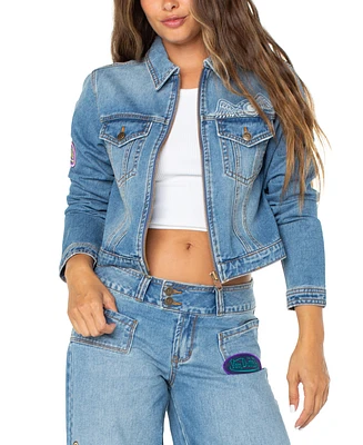 Von Dutch Women's Zip-Front Denim Jacket, Exclusively at Macy's