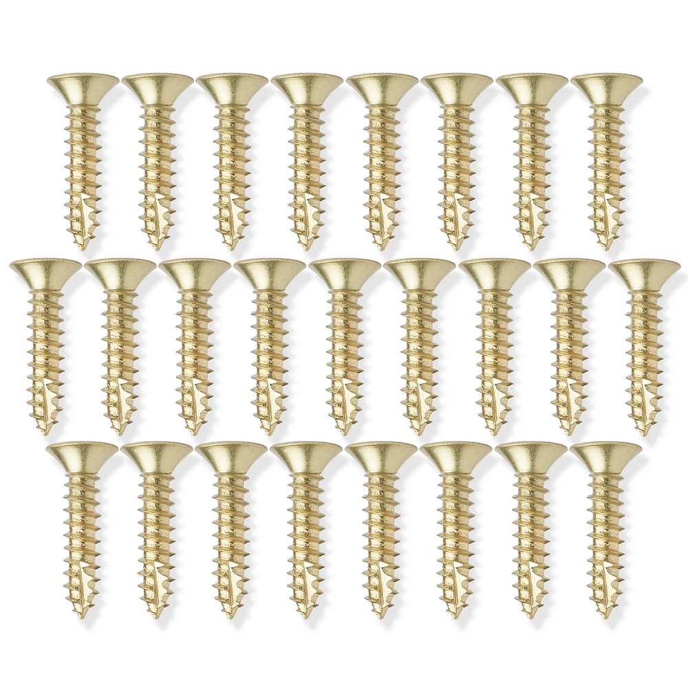 Cauldham Bright Brass Wood Screws #9 x 1 Inch for Door Hinges - 25 pack