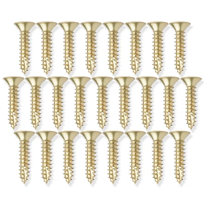 Cauldham Bright Brass Wood Screws #9 x 1 Inch for Door Hinges - 25 pack