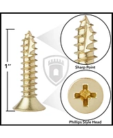 Cauldham Bright Brass Wood Screws #9 x 1 Inch for Door Hinges - 25 pack