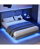 gaomon Size Floating Bed Frame with Led Lights